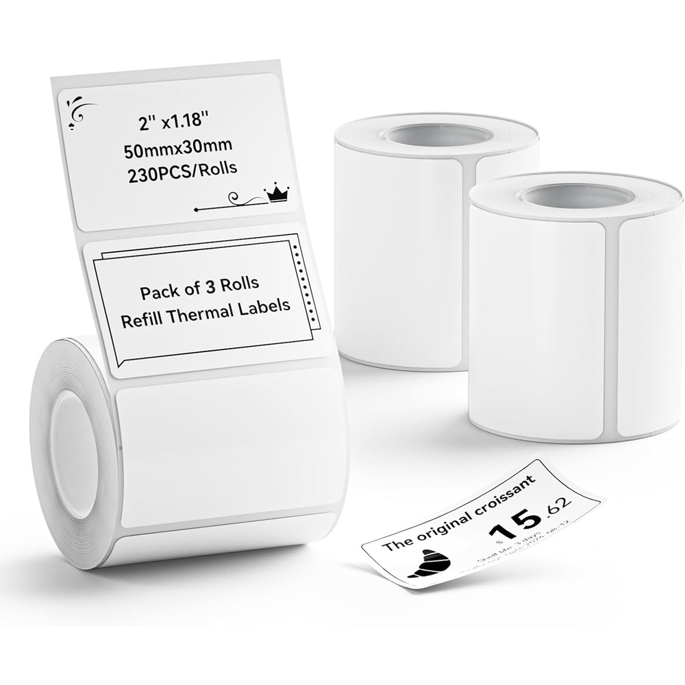 image:imageNIIMBOT 3 Rolls Set Label for B1B21B3S Label Printer 13 x 13 34x34mmWaterproof Oilproof TearProof for DaycareSpice JarAddressLogoNameFood Container197 X 118RectangularWhite