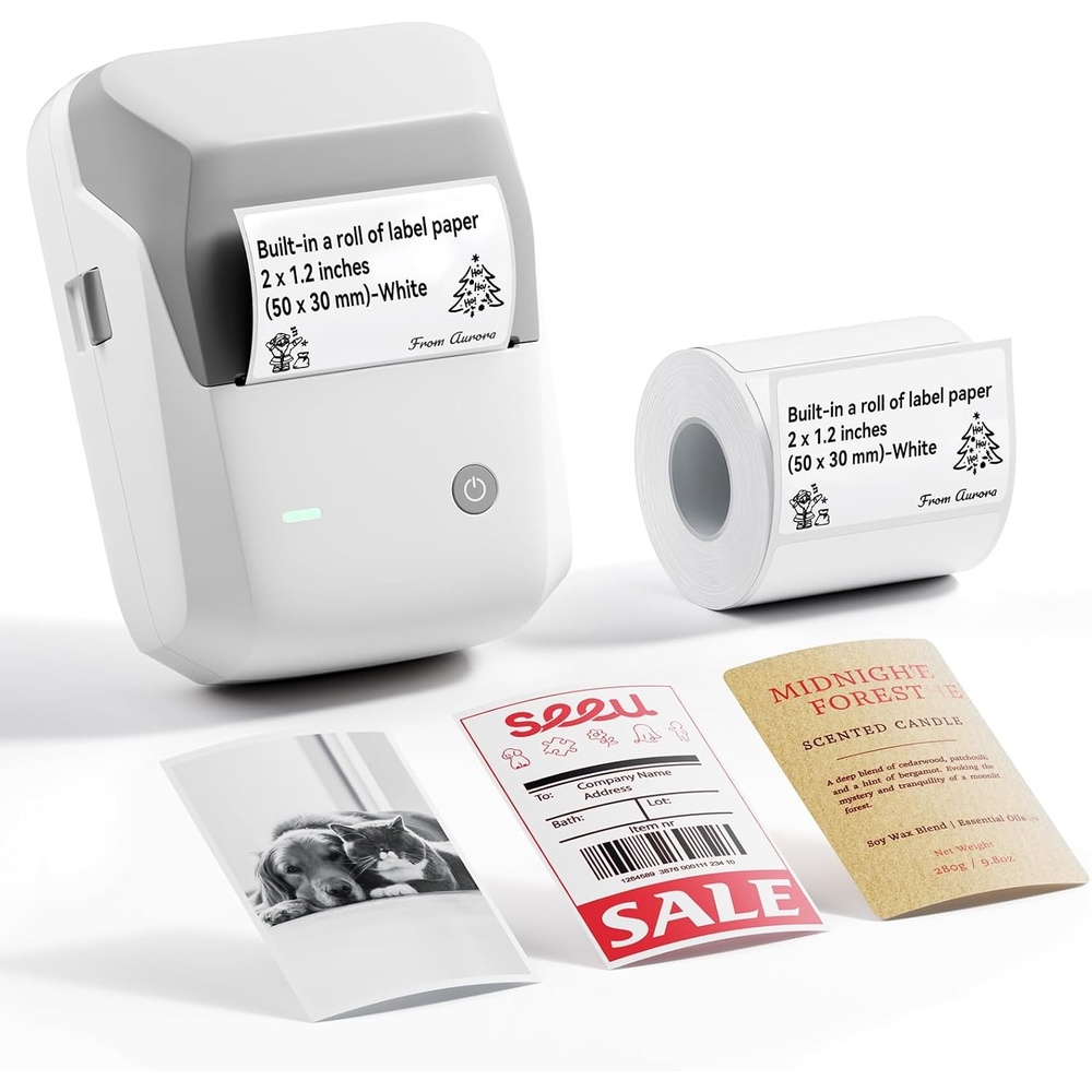 image:imageNIIMBOT B1 Pro Label Maker 300DPI HD Label Printer Ideal for PhotosStoresNotesStudy Graphics Small Business Builtin a Roll of Label2 x 12 inchesWhite Light BlueGray