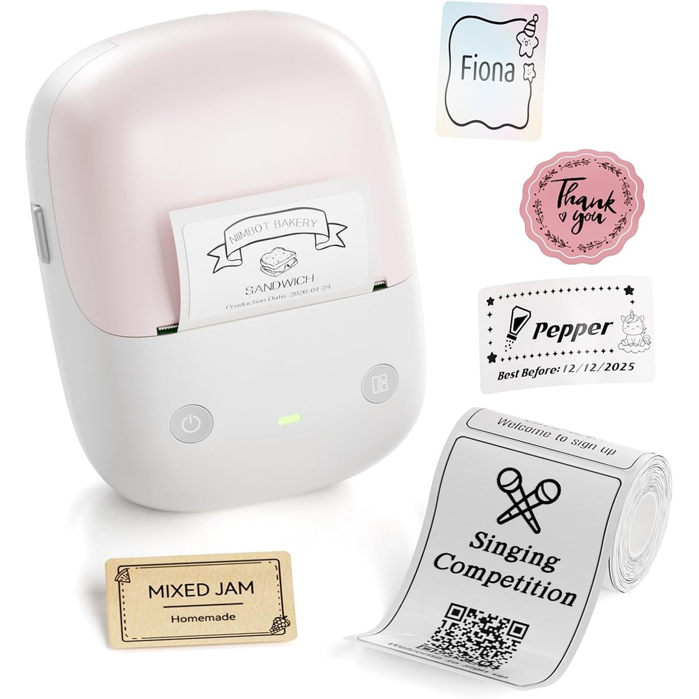 image:imageNIIMBOT B2 Label Maker Machine with Tape 2 Inch Portable Thermal Label Printer with Fun APP for Home Small Business School Office Organization Sticker Printer for Phone amp PC GreenPink