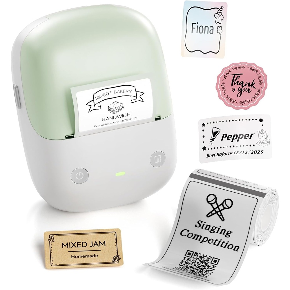 image:imageNIIMBOT B2 Label Maker Machine with Tape 2 Inch Portable Thermal Label Printer with Fun APP for Home Small Business School Office Organization Sticker Printer for Phone amp PC GreenGreen