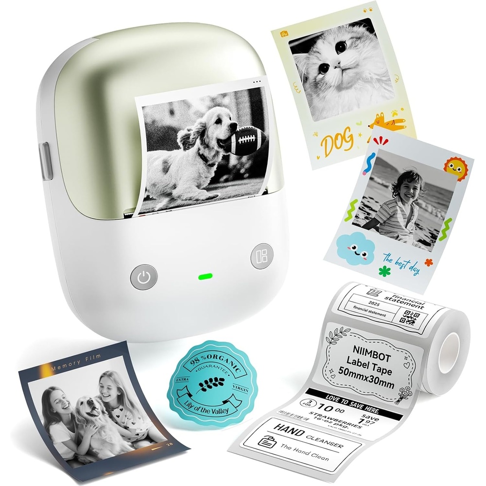 image:imageNIIMBOT B2 Pro Label Maker Machine with Tape 300DPI Sticker Printer Portable Bluetooth Label Printer for Photo Sticker DIY Crafts Study Notes Gift Journal Labeling Organization GoldGreen