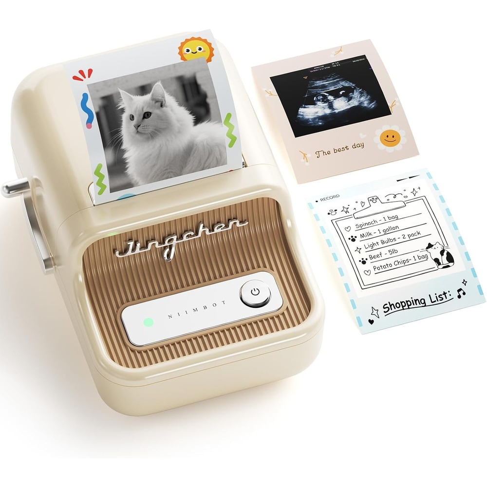 image:imageNIIMBOT B21 Label Maker Inkless Bluetooth Label Printer 2 Inch Portable Thermal Label Machine for Small Business Address Logo Clothing Mailing Candles Jewelry Sticker Printer for Gift RedIvory White