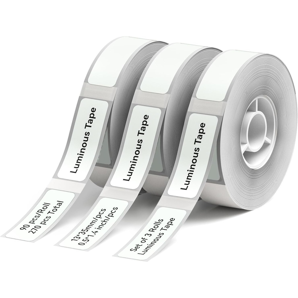 image:imageNIIMBOT D11 Label Maker Tape D110 Labels 3Rolls SelfAdhesive Labeling Tape Replacement 047 X 118 12 X 30mm Thermal Label Refills for Home Office 630 Labels3Rolls White1335luminous