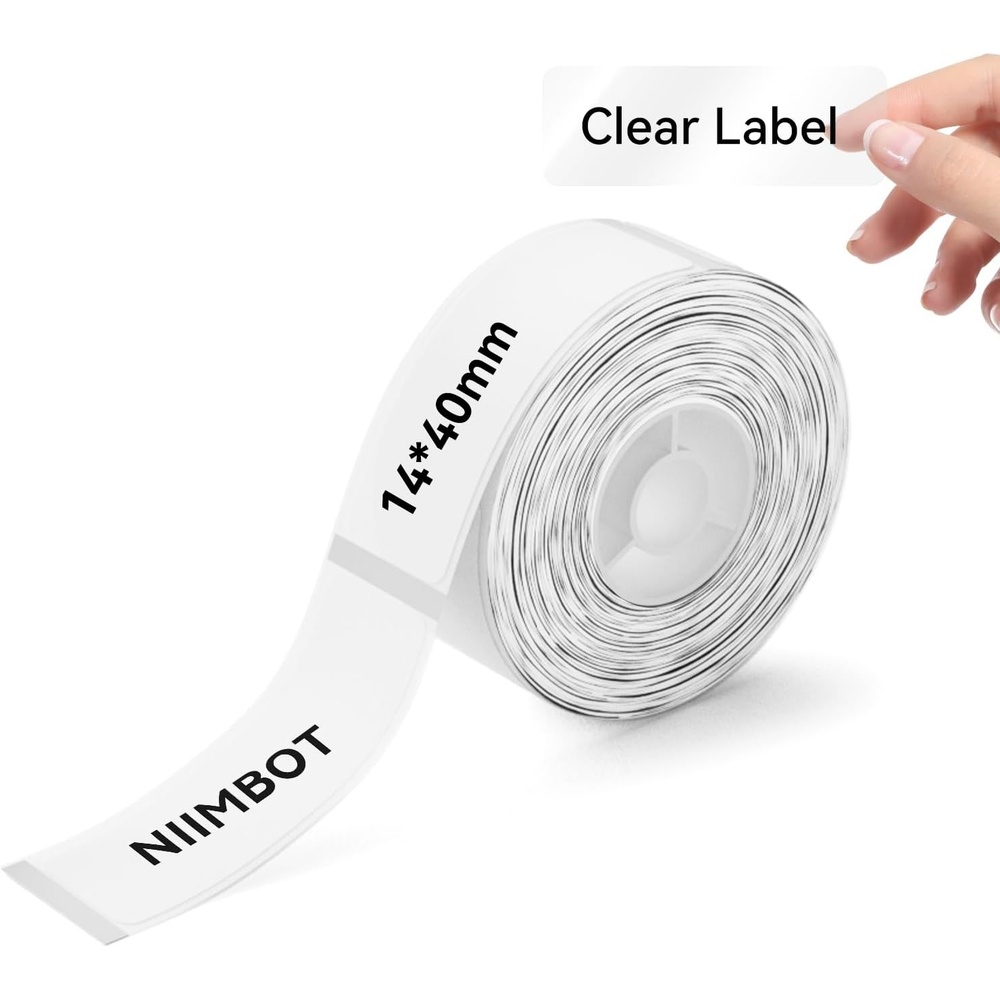 image:imageNIIMBOT Label Maker Tape for D11D110D101 Label Maker 14 x 40 mm 055 x 157 for Home Office Labeling Tape Replacement Clear