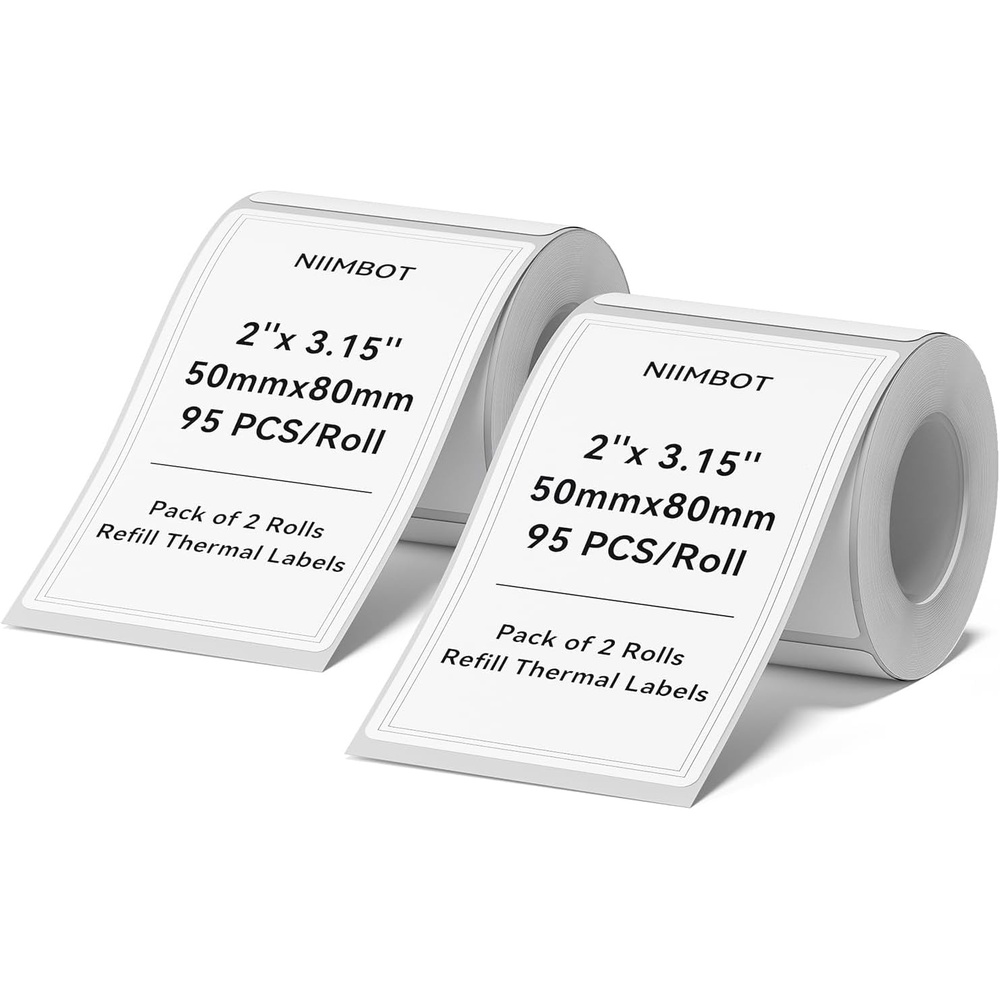 image:imageNIIMBOT Labels 2 Rolls Refill Thermal Label for Label Maker B1B21B21ProB3SB31K3 Waterproof OilProof and TearProof Sticker Labels 157 x 06x240x15mmx2 ClearWhite2 X 32