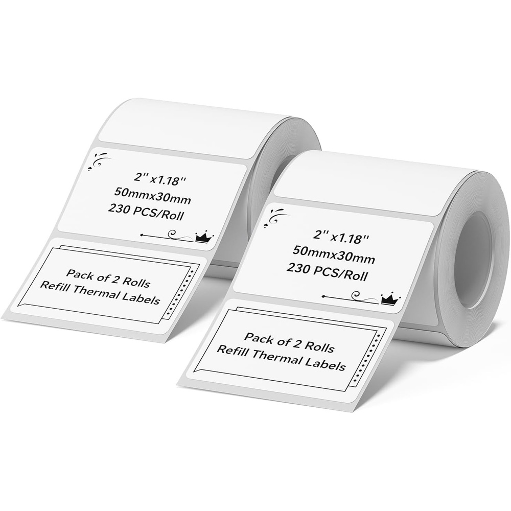 image:imageNIIMBOT Labels 2 Rolls Refill Thermal Label for Label Maker B1B21B21ProB3SB31K3 Waterproof OilProof and TearProof Sticker Labels 157 x 06x240x15mmx2 ClearWhite2 X 12