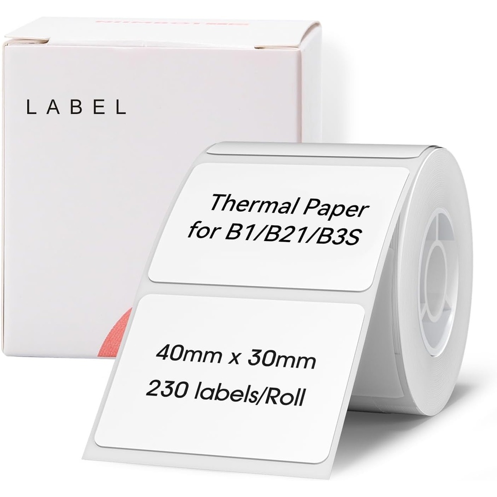 image:imageNIIMBOT Labels for B1B2B21B3SK3 Maker 157 x 118 40x30mm Thermal Sticker Waterproof OilProof and TearProof 1 Roll of 230 SelfAdhesive Thermal Labels White16 X 1240x30mm